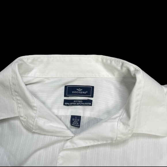 White Dockers Men’s Fitted Button Down Large - Picture 2 of 5